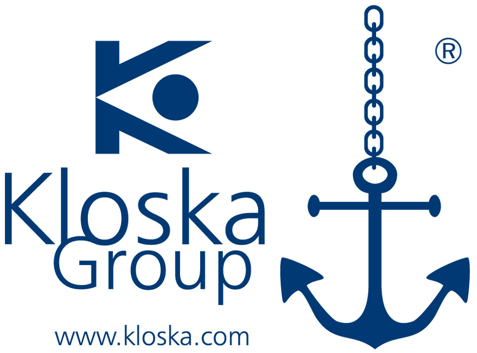 Logo Kloska Group mit Kette blau ausgestellt